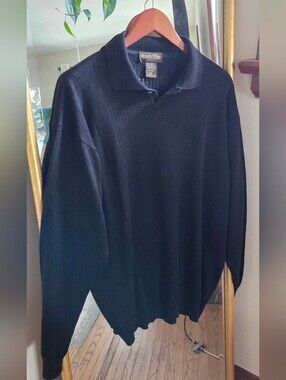 Men's Roberto Villini Made In Italy Sweater Wool Button Collar XL Charcoal
